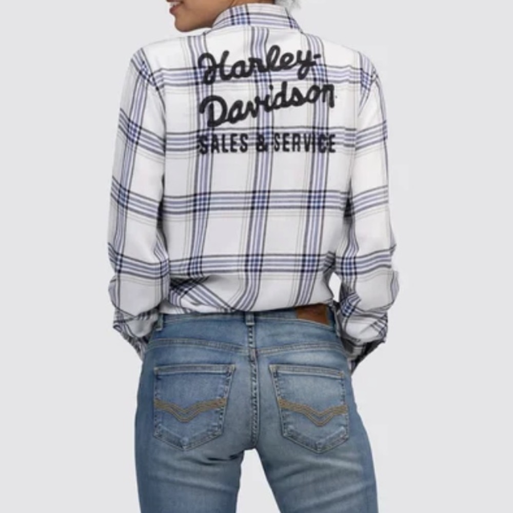 Harley Davidson | Women's Classic Racer Plaid Shirt Size Large - Picture 2 of 13